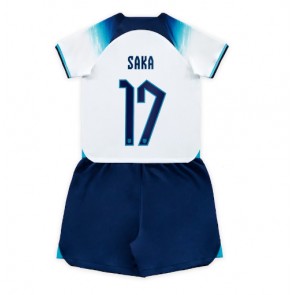 Anglia Bukayo Saka #17 Koszulka Podstawowych Dziecięca MŚ 2022 Krótki Rękaw (+ Krótkie spodenki)